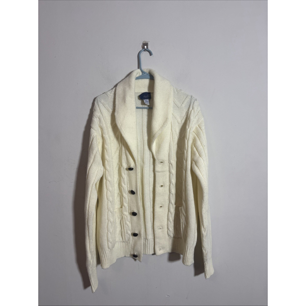 VINTAGE MEN’S SIGALLO ACRYLIC CARDIGAN JACKET SIZE LARGE L BUTTON UP 90s 80s